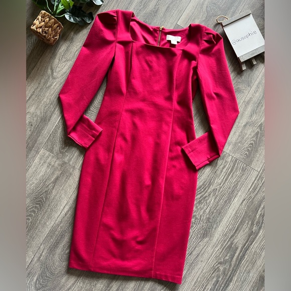 Rachel Parcell Square Neck Long Sleeve Ponte
Dress in Red Persia. Size S - Picture 7 of 16